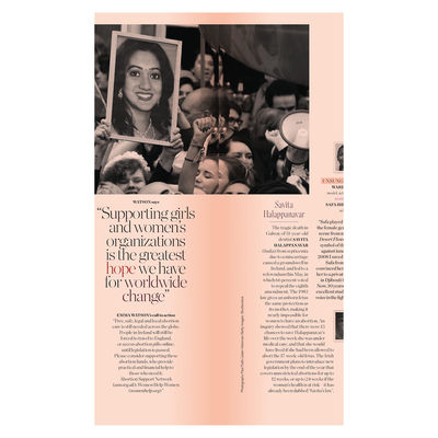 29 september: As part of their Incredible Women list featuring letters to remarkable changemakers, it was a great honour to be asked by @portermagazine to pay the deepest respect to the legacy of Dr Savita Halappanavar, whose death powered the determination of activists to change Irish abortion laws & fight for reproductive justice all over the world.
•••
The planned new legislation has already been dubbed ‘Savita’s law’ by campaigners out of respect for a woman who didn’t want to become the face of a movement, but simply wanted a procedure to save her life.
•••
A note on her memorial in Dublin read, “Because you slept, many of us woke.” Yet from Argentina to Poland, restrictive abortion laws still punish and endanger girls, women and pregnant people. Free, safe, legal and local abortion care is needed across the globe. In Savita’s memory, and on today’s 7th Annual March for Choice in Dublin, I’d like to say a huge thank you to all those who continue the fight for reproductive justice. ✊🏼 #mybodymychoice #freesafelegal #ARCMarch18
