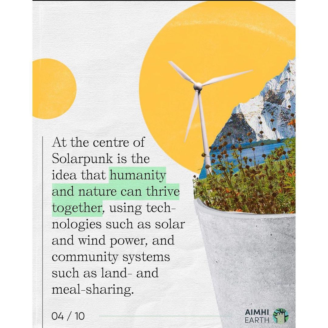 21 oktober: #REPOST from @aimhilive 💚🌿

——

A story from AimHi Earthling, Bella Soares:

“Last week, I went to the @TED @TEDCountdown climate conference, and I really wanted to share the idea of Solarpunk with everyone I met there. Ever since I’ve learned about this movement, I’ve felt hopeful and inspired because it’s helped me imagine what a fossil fuel free future could look like.”

“On the second day, our co-founder, Matthew, was chatting to a man called Bill, who was later introduced to me. I enthusiastically told Bill all about Solarpunk, and he listened intently to everything I said.”

“When I’d finished, he told me that he was an architect and he showed me a book with a collection of his designs, all of them built in cities scattered around the world. All of them were Solarpunk. It turns out this man was Bill McDonough (@williammcdonoughinnovation), a globally recognized leader in sustainable development and design. He is a pioneer of the concepts of Cradle to Cradle Design, the Circular Economy and the Circular Carbon Economy. He’d never heard of the Solarpunk movement before even though he’s clearly one of the people who helped inspire it all.”

“It’s thanks to people like Bill (and many others) advocating for new perspectives, that I felt even more optimistic about the future, because I realized Solarpunk isn’t just an artistic movement, it's here, it’s possible and it’s happening already.”

—

Written by: @polly_gregson
Guest designer: @natrally

—

#solarpunk #climatechangesolutions #climateinspired #nature #naturebasedsolutions
