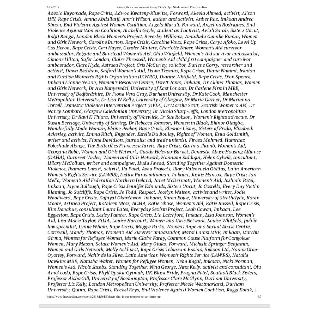 19 februari: All of us are responsible for creating change, whatever industry you work in. We're asking everyone to help create a world we can be proud of - one that is safe, just and equal. Please join us and donate to the new Justice and Equality Fund, which will support frontline organisations that are working to end a culture where harassment and abuse are commonplace. 
Together we can spread our message, support the strong people of all genders who are taking such personal risks, and make sure that this is one of those watershed moments in history where things never go back to the way they were before. This is the moment we stand together and say. #TIMESUP.

We hope you’ll stand with us.
