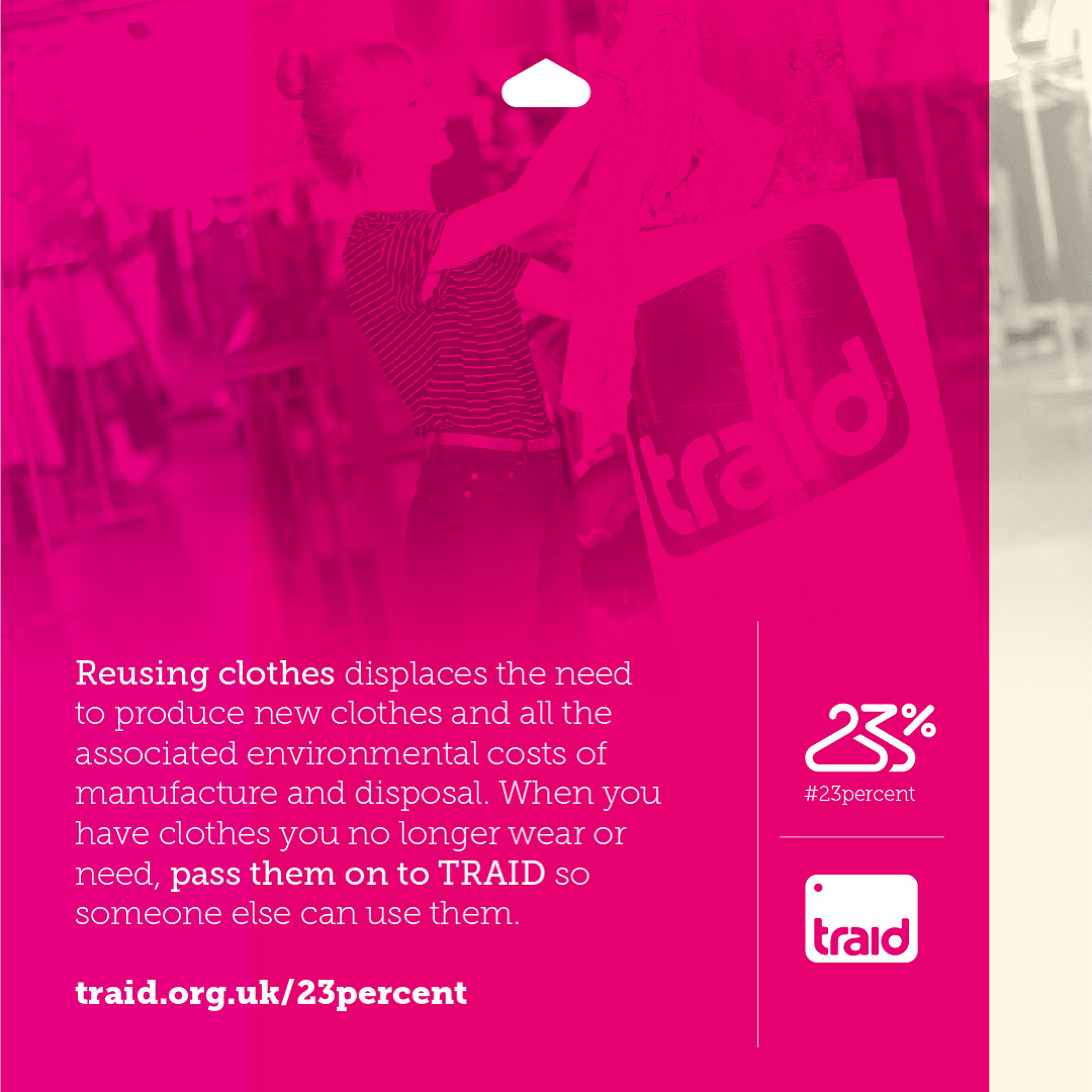 25 september: ☎️❤️ Calling all fellow Londoners! @traid - a UK clothes reuse charity - revealed in their new study that 23% of London’s clothes are unworn. That’s 123 million items! 👒🤯👢
•••
🗣🆓 If you have clothes you don’t wear, TRAID offers *free* home collections picking up clothes you no longer need direct from your door, direct to the charity! Passing on our unworn clothes to TRAID also helps fund their projects to improve conditions in the supply chains making our clothes.
www.traid.org.uk/23collect
•••
Today is the 3rd anniversary of the UN Sustainable Development Goals. TRAID’s study shows 22% of Londoners throw their clothes in the bin after clearing out their closet. Passing on our clothes means supporting UN SDG 12: Responsible consumption and production. Yay! 🤲🏻🌎 #SDG12 #GlobalGoals #23percent
•••
💚 You can find out more at:
www.traid.org.uk/23percent

