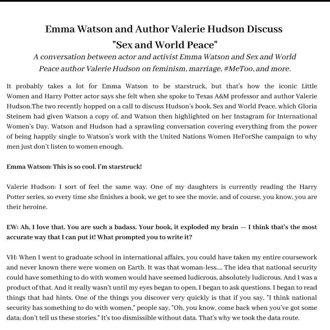 01 april: At the beginning of last month, when life for some of us hadn't yet completely shifted, I was honoured to have spoken with Dr. Valerie Hudson about her book, Sex and World Peace. We spoke about what inspired her to write her book and the realisation that how we’ve treated women is actually the template for how we’ve treated our Earth. Swipe to read the full piece. 🌍 ✌🏽 Photo by talented - @macksfilms
01 april: At the beginning of last month, when life for some of us hadn't yet completely shifted, I was honoured to have spoken with Dr. Valerie Hudson about her book, Sex and World Peace. We spoke about what inspired her to write her book and the realisation that how we’ve treated women is actually the template for how we’ve treated our Earth. Swipe to read the full piece. 🌍 ✌🏽 Photo by talented - @macksfilms
