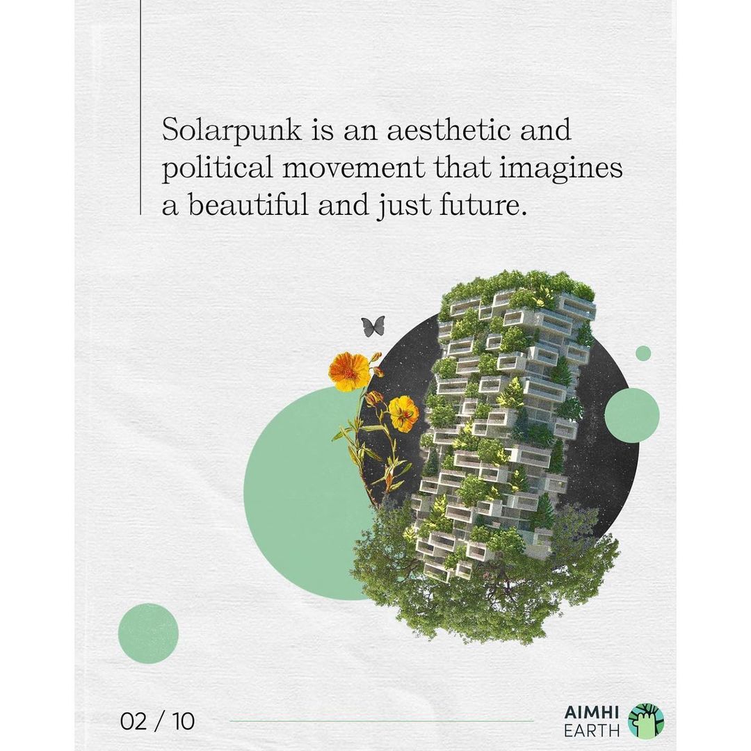 21 oktober: #REPOST from @aimhilive 💚🌿

——

A story from AimHi Earthling, Bella Soares:

“Last week, I went to the @TED @TEDCountdown climate conference, and I really wanted to share the idea of Solarpunk with everyone I met there. Ever since I’ve learned about this movement, I’ve felt hopeful and inspired because it’s helped me imagine what a fossil fuel free future could look like.”

“On the second day, our co-founder, Matthew, was chatting to a man called Bill, who was later introduced to me. I enthusiastically told Bill all about Solarpunk, and he listened intently to everything I said.”

“When I’d finished, he told me that he was an architect and he showed me a book with a collection of his designs, all of them built in cities scattered around the world. All of them were Solarpunk. It turns out this man was Bill McDonough (@williammcdonoughinnovation), a globally recognized leader in sustainable development and design. He is a pioneer of the concepts of Cradle to Cradle Design, the Circular Economy and the Circular Carbon Economy. He’d never heard of the Solarpunk movement before even though he’s clearly one of the people who helped inspire it all.”

“It’s thanks to people like Bill (and many others) advocating for new perspectives, that I felt even more optimistic about the future, because I realized Solarpunk isn’t just an artistic movement, it's here, it’s possible and it’s happening already.”

—

Written by: @polly_gregson
Guest designer: @natrally

—

#solarpunk #climatechangesolutions #climateinspired #nature #naturebasedsolutions
