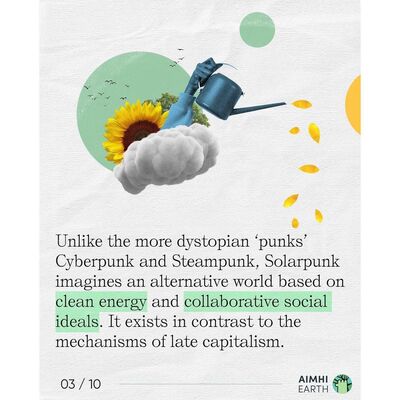 21 oktober: #REPOST from @aimhilive 💚🌿

——

A story from AimHi Earthling, Bella Soares:

“Last week, I went to the @TED @TEDCountdown climate conference, and I really wanted to share the idea of Solarpunk with everyone I met there. Ever since I’ve learned about this movement, I’ve felt hopeful and inspired because it’s helped me imagine what a fossil fuel free future could look like.”

“On the second day, our co-founder, Matthew, was chatting to a man called Bill, who was later introduced to me. I enthusiastically told Bill all about Solarpunk, and he listened intently to everything I said.”

“When I’d finished, he told me that he was an architect and he showed me a book with a collection of his designs, all of them built in cities scattered around the world. All of them were Solarpunk. It turns out this man was Bill McDonough (@williammcdonoughinnovation), a globally recognized leader in sustainable development and design. He is a pioneer of the concepts of Cradle to Cradle Design, the Circular Economy and the Circular Carbon Economy. He’d never heard of the Solarpunk movement before even though he’s clearly one of the people who helped inspire it all.”

“It’s thanks to people like Bill (and many others) advocating for new perspectives, that I felt even more optimistic about the future, because I realized Solarpunk isn’t just an artistic movement, it's here, it’s possible and it’s happening already.”

—

Written by: @polly_gregson
Guest designer: @natrally

—

#solarpunk #climatechangesolutions #climateinspired #nature #naturebasedsolutions
