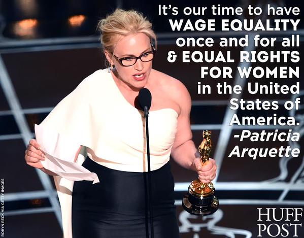 22 februari: Yes #PatriciaArquette . Yes. ♥ Love you. http://www.theguardian.com/film/2015/feb/22/patricia-arquette-oscars-speech-equal-pay-women … 
