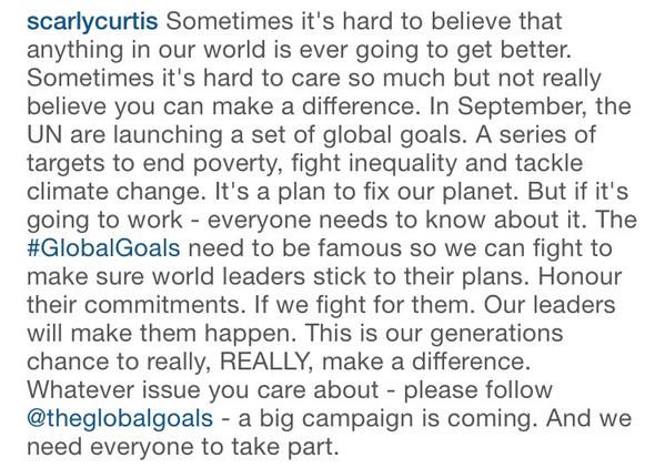 26 juli: Beautifully put by @scarlycurtis @TheGlobalGoals 
