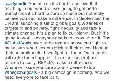 26 juli: Beautifully put by @scarlycurtis @TheGlobalGoals 
