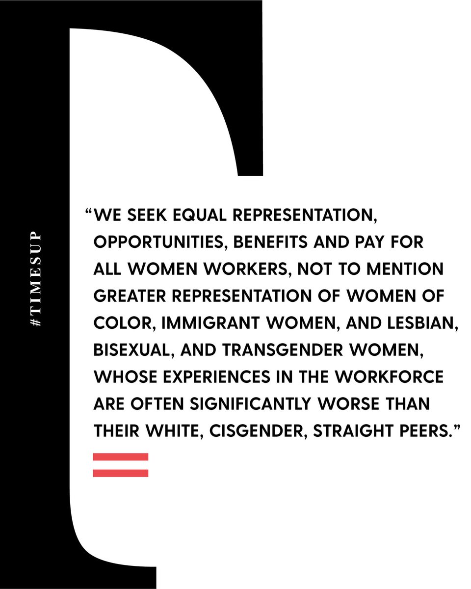 02 januari: I stand with women across every industry to say #TIMESUP on abuse, harassment, marginalization and underrepresentation.  Join me! Sign the statement of solidarity & donate to the @TIMESUPNW Legal Defense Fund: http://timesupnow.com 
